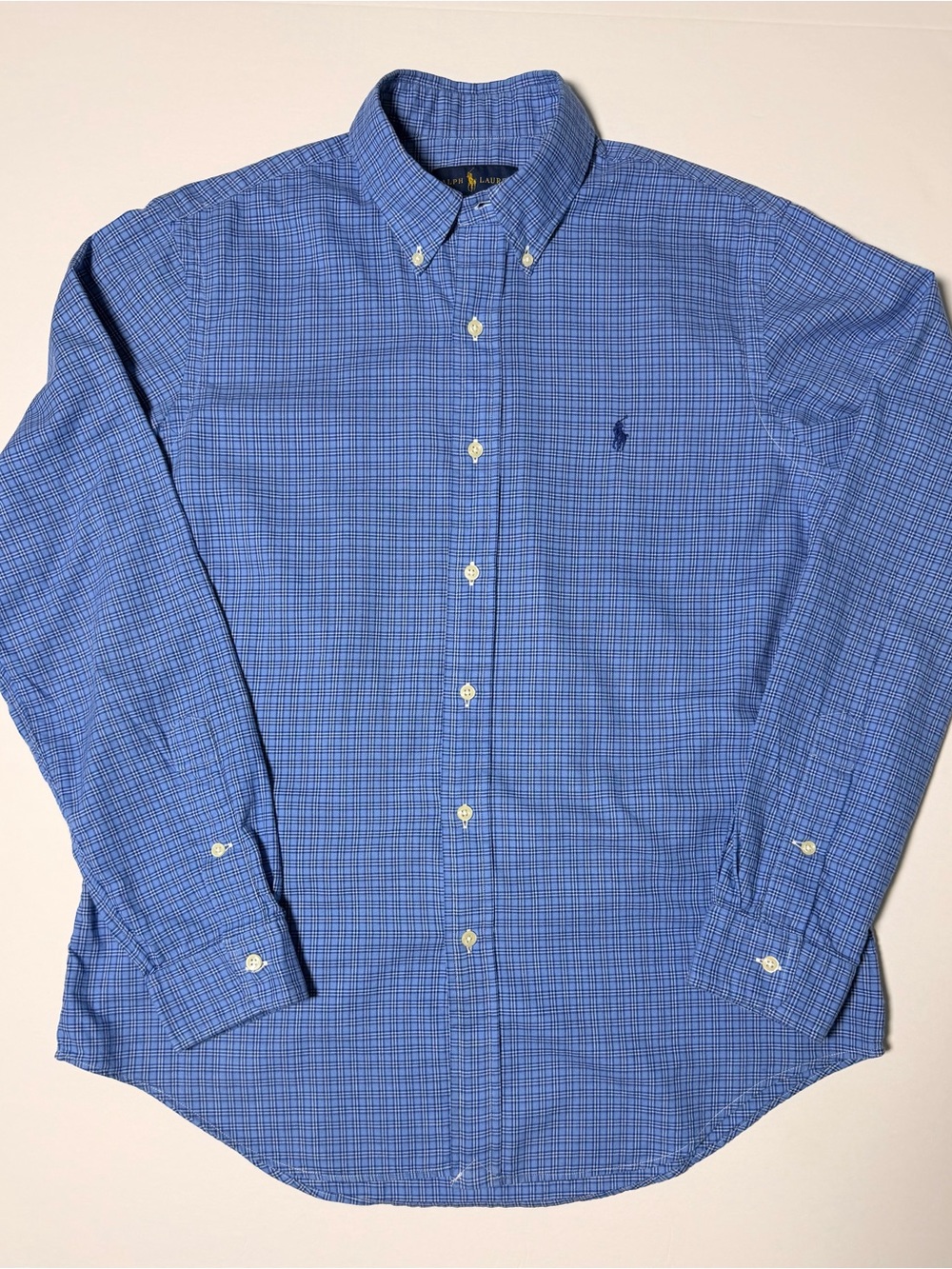 Polo Ralph Lauren Men’s M Blue Plaid Button Down Shirt Long Sleeve Pony Logo